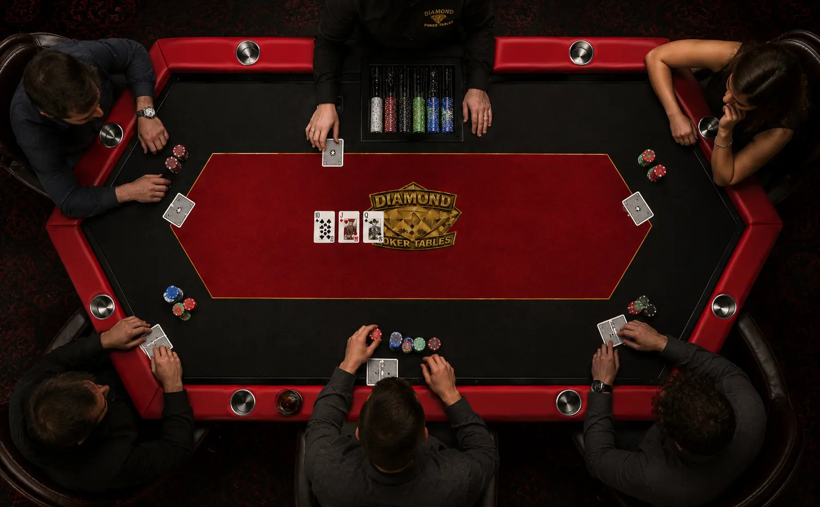 Players gathered around a Diamond poker table